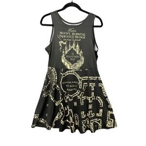 Harry Potter Marauders Map Sleeveless A-line Mini Dress Women’s Size Large